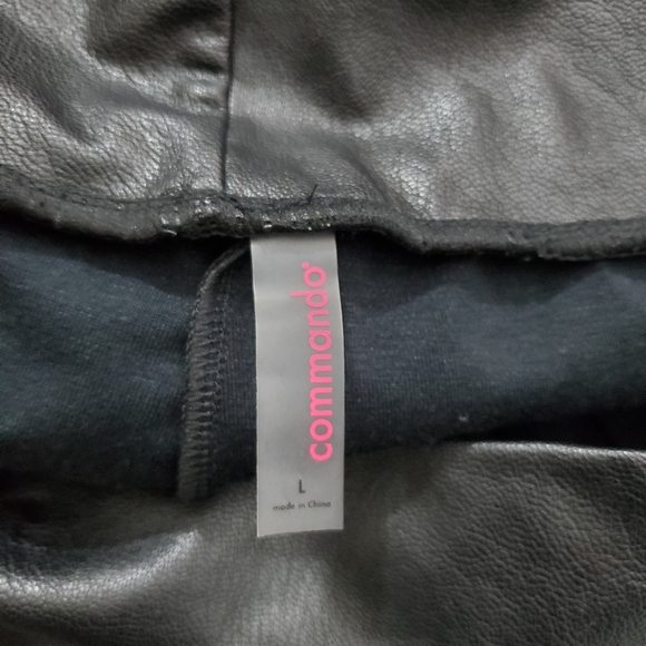 Commando Faux Leather Tapered Pants Black Zip Pockets Moto Goth Biker Size Large - Picture 7 of 9